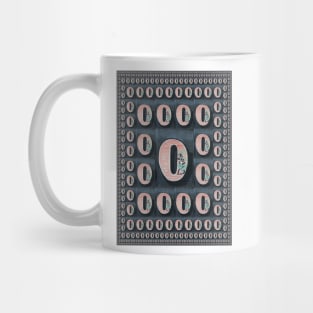 CAPITAL LETTER O. MAGIC CARPET Repeated Size Reductions Mug